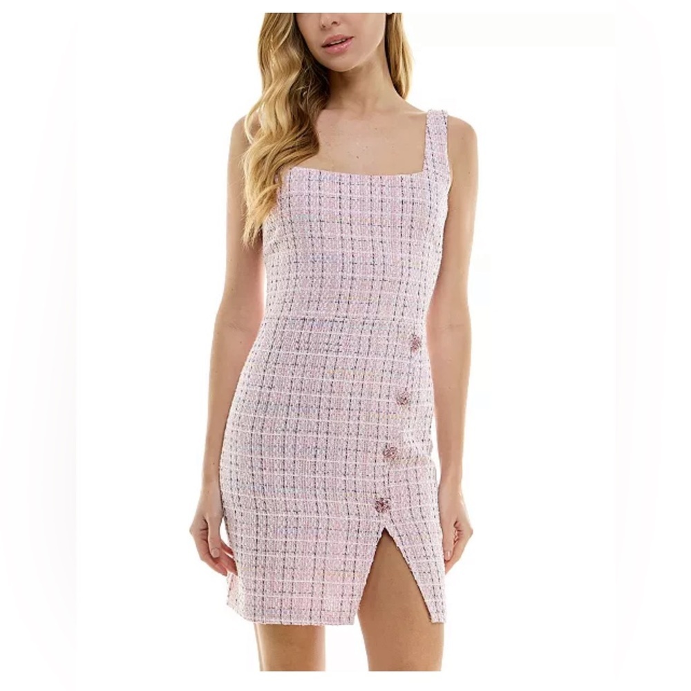 City Studio Pink Tweed Mini Dress Women’s Sleeveless Size 13/14